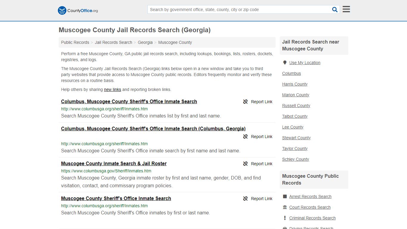 Muscogee County Jail Records Search (Georgia) - County Office